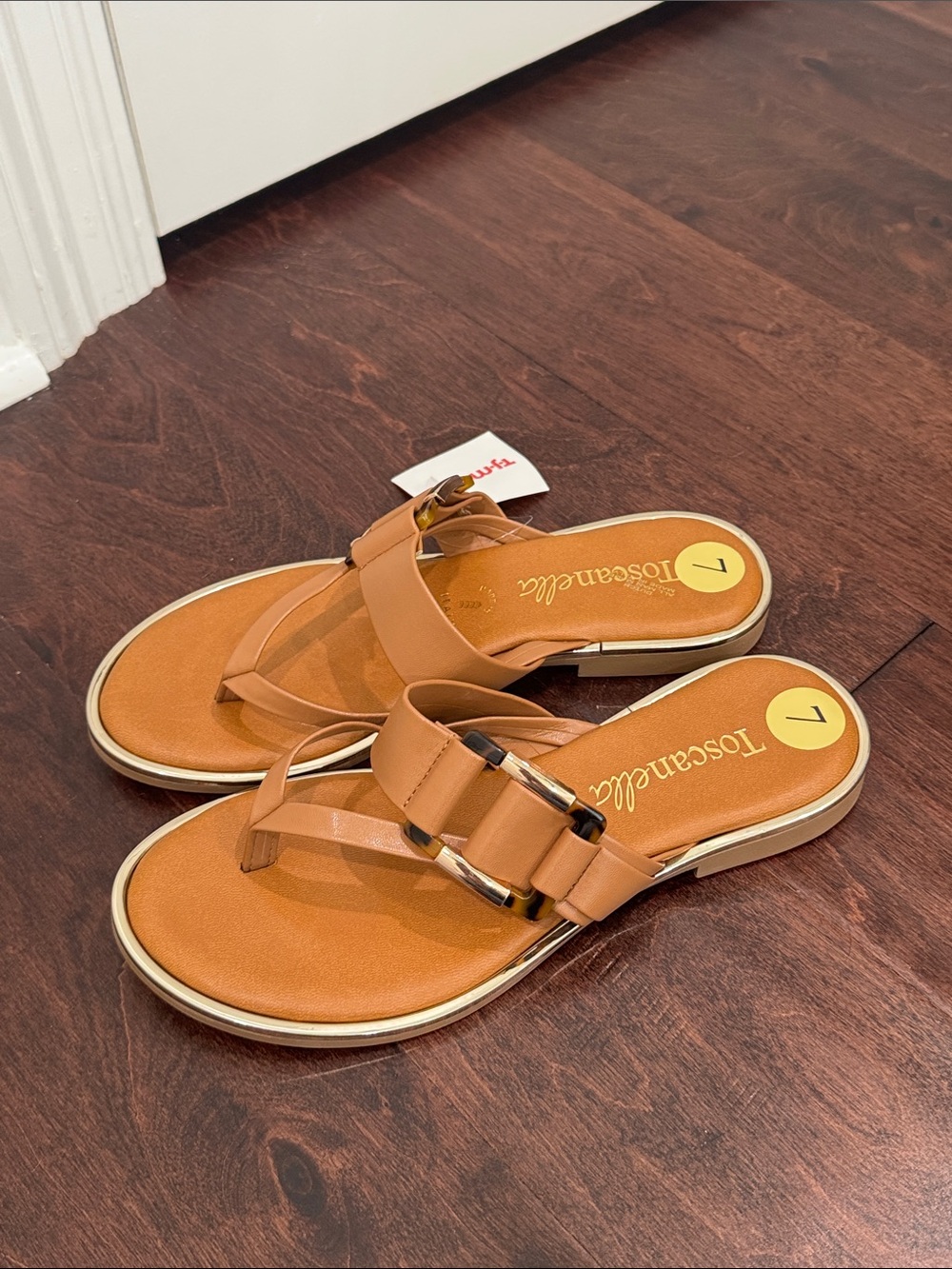 NEW Toscan Ella Italian Leather Sandals Cognac Camel Brown Tan, size 7